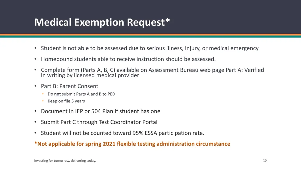 medical exemption request