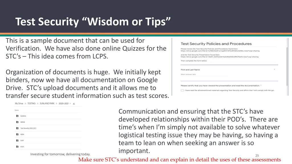 test security wisdom or tips