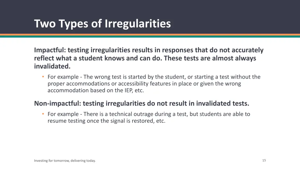 two types of irregularities