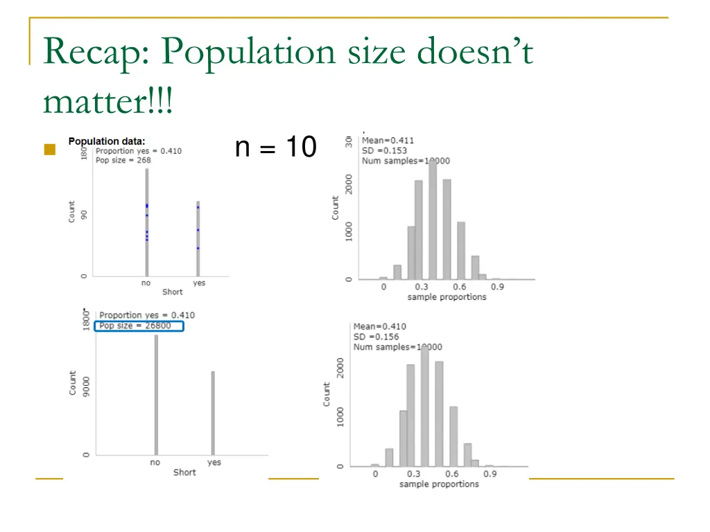 recap population size doesn t matter n 10