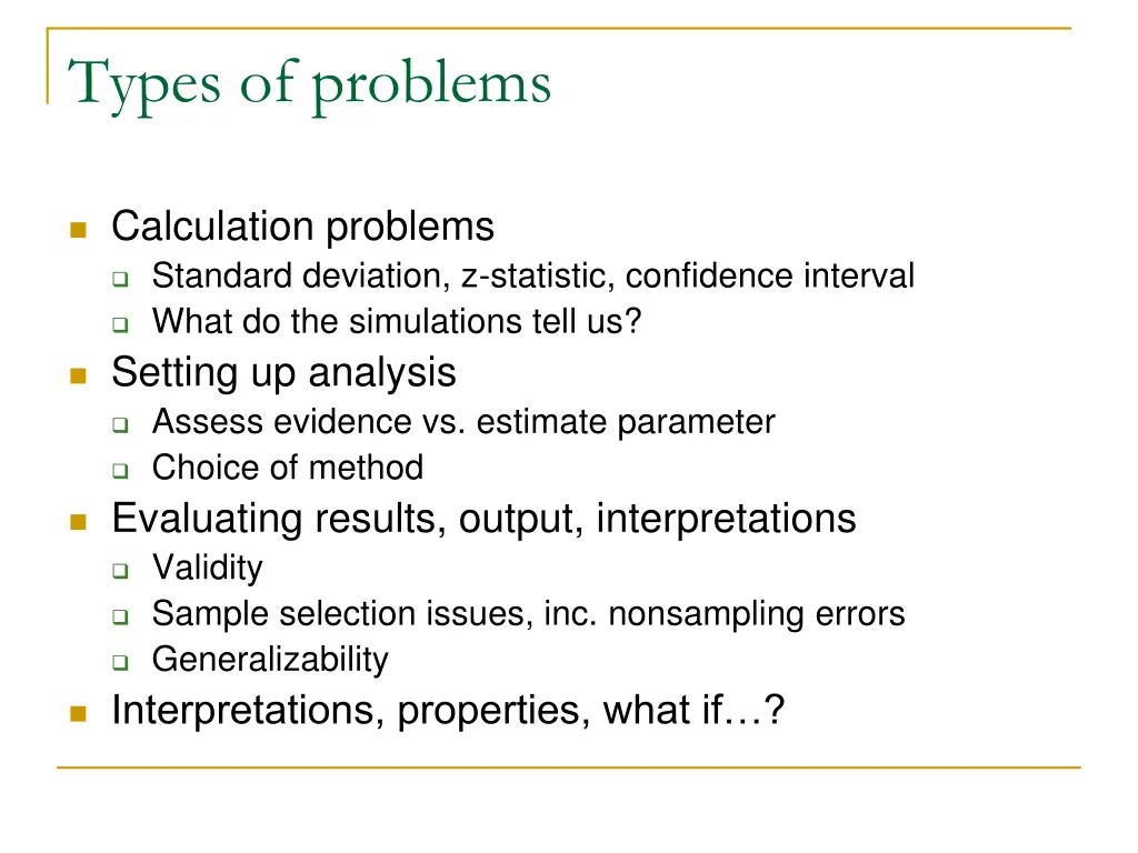 types of problems