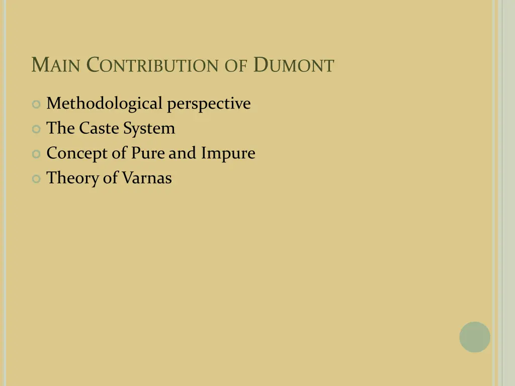 m ain c ontribution of d umont