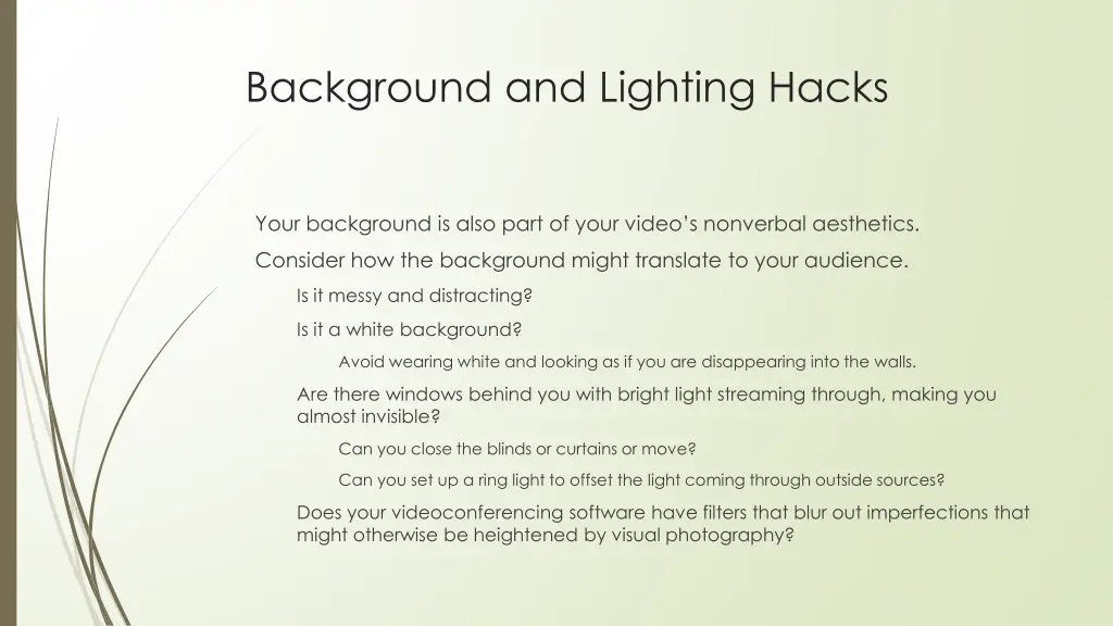 background and lighting hacks