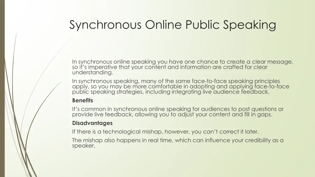 synchronous online public speaking