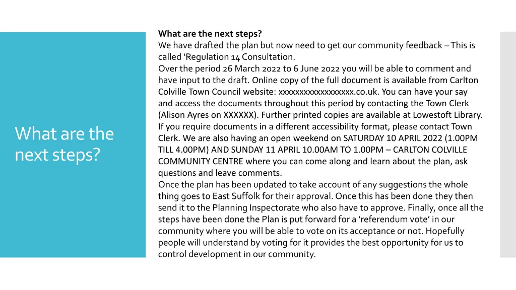 what are the next steps we have drafted the plan