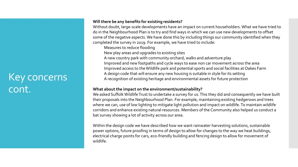 will there be any benefits for existing residents