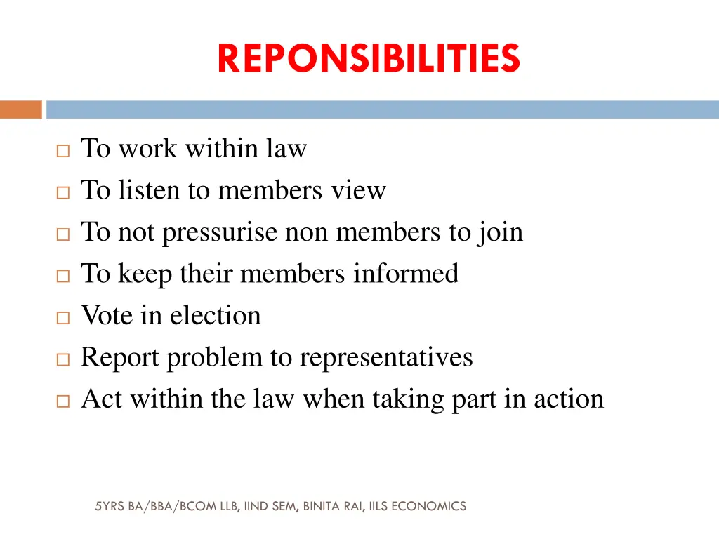 reponsibilities