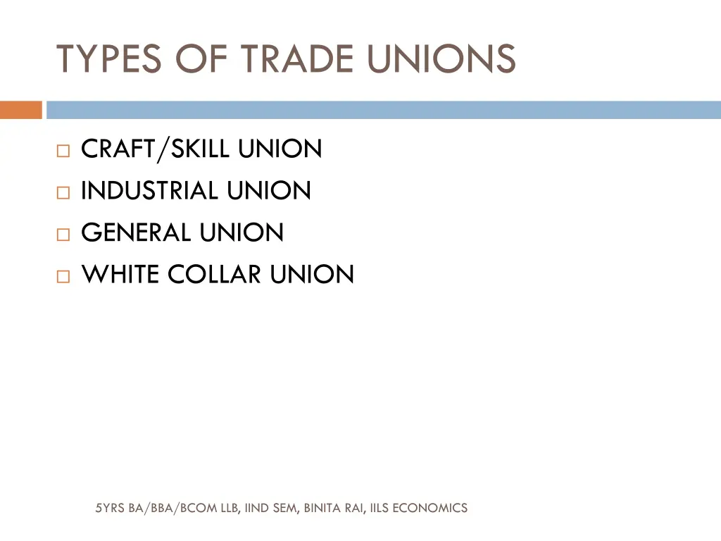 types of trade unions