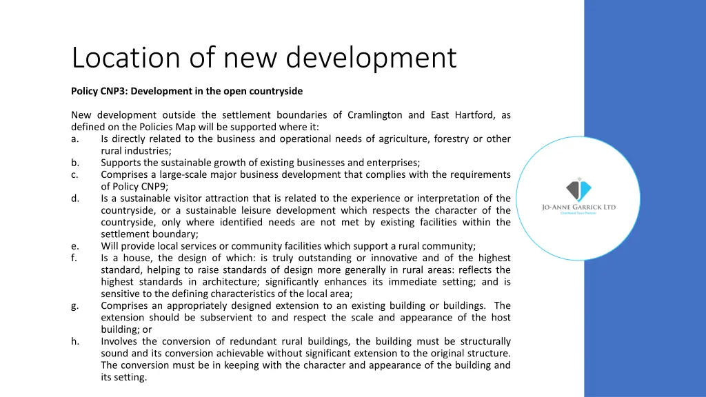 location of new development