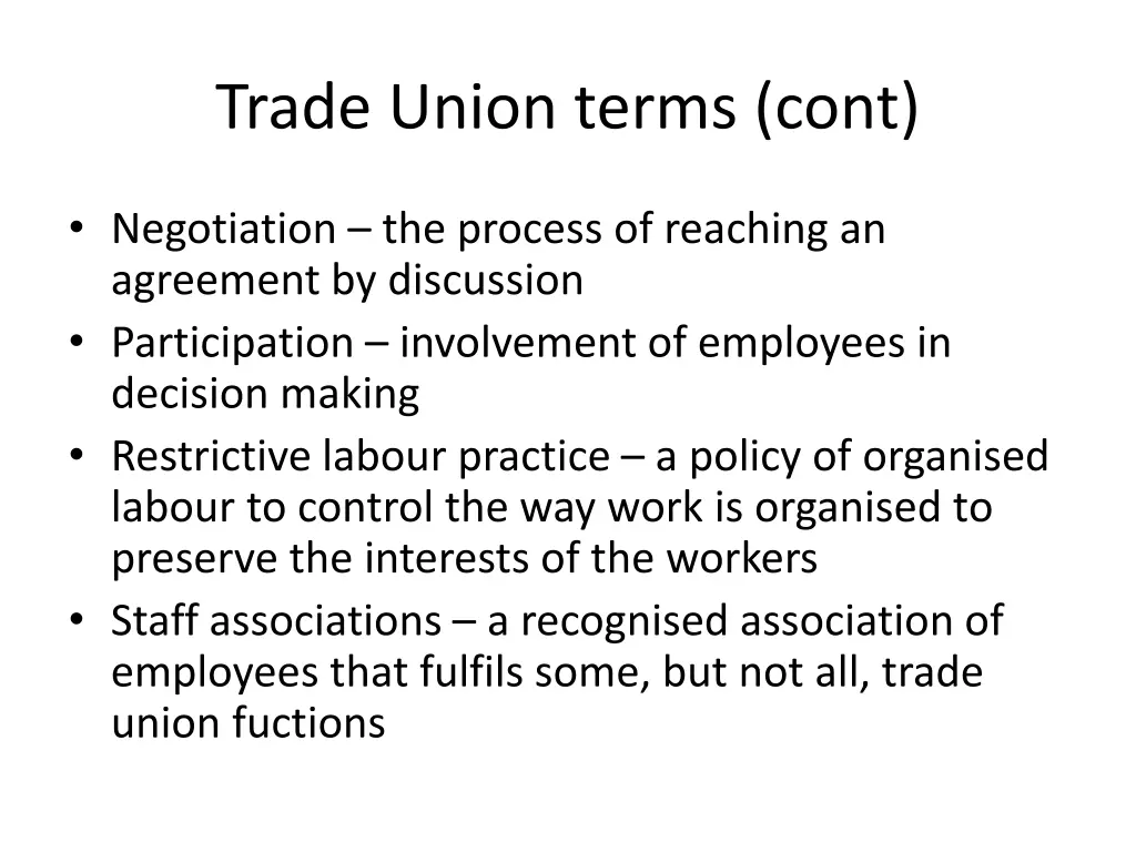 trade union terms cont 1