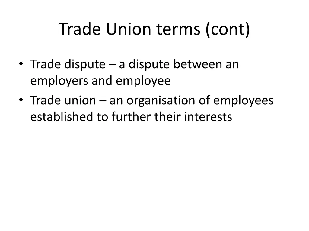 trade union terms cont 2