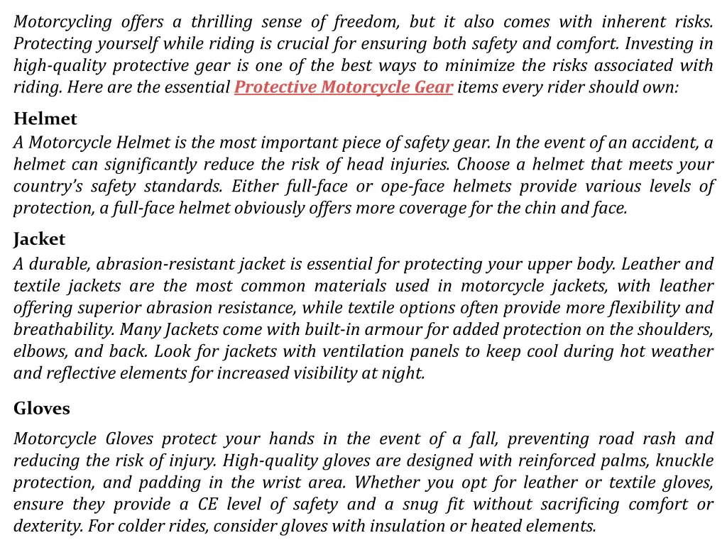 motorcycling offers a thrilling sense of freedom