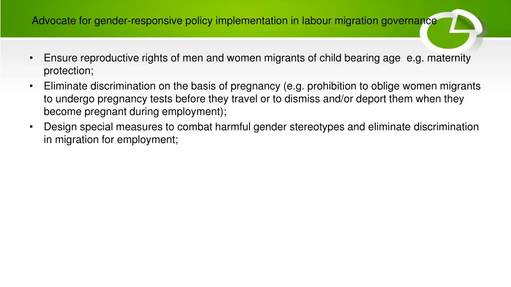 advocate for gender responsive policy