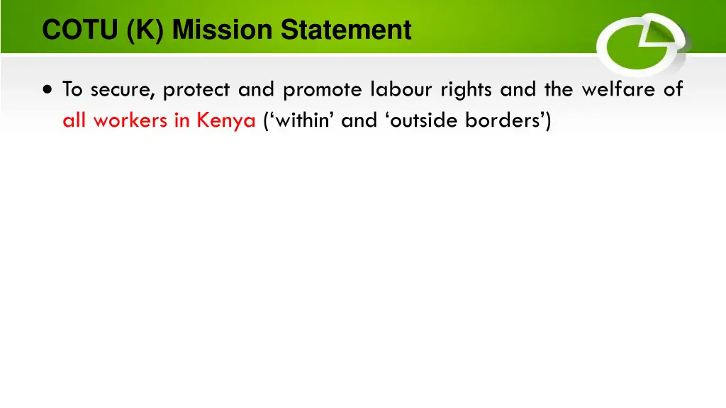 cotu k mission statement