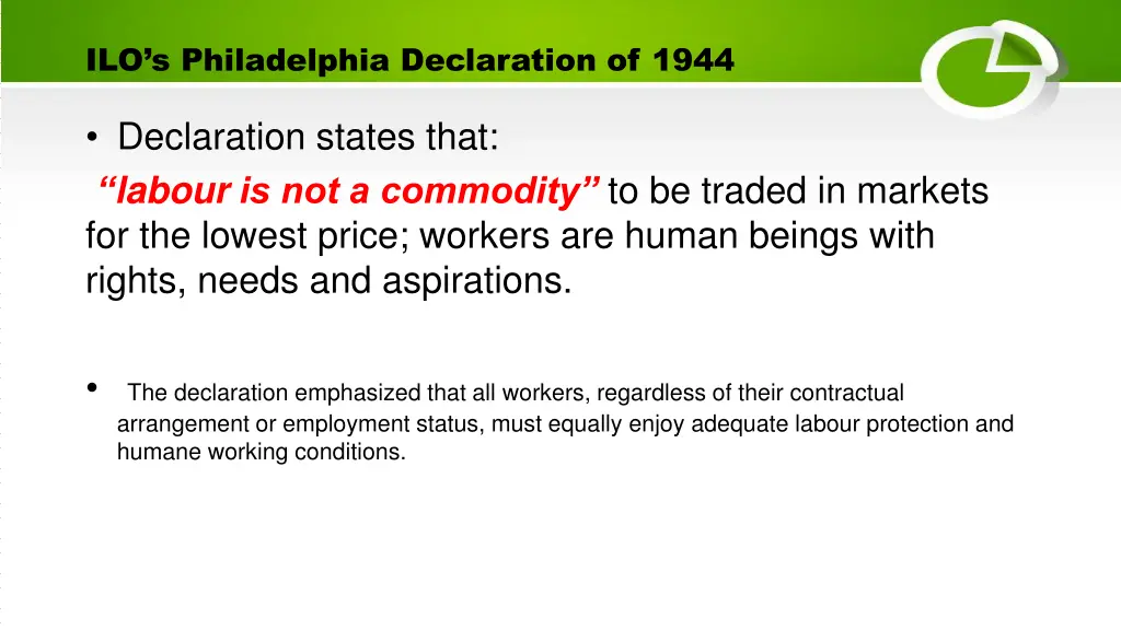 ilo s philadelphia declaration of 1944