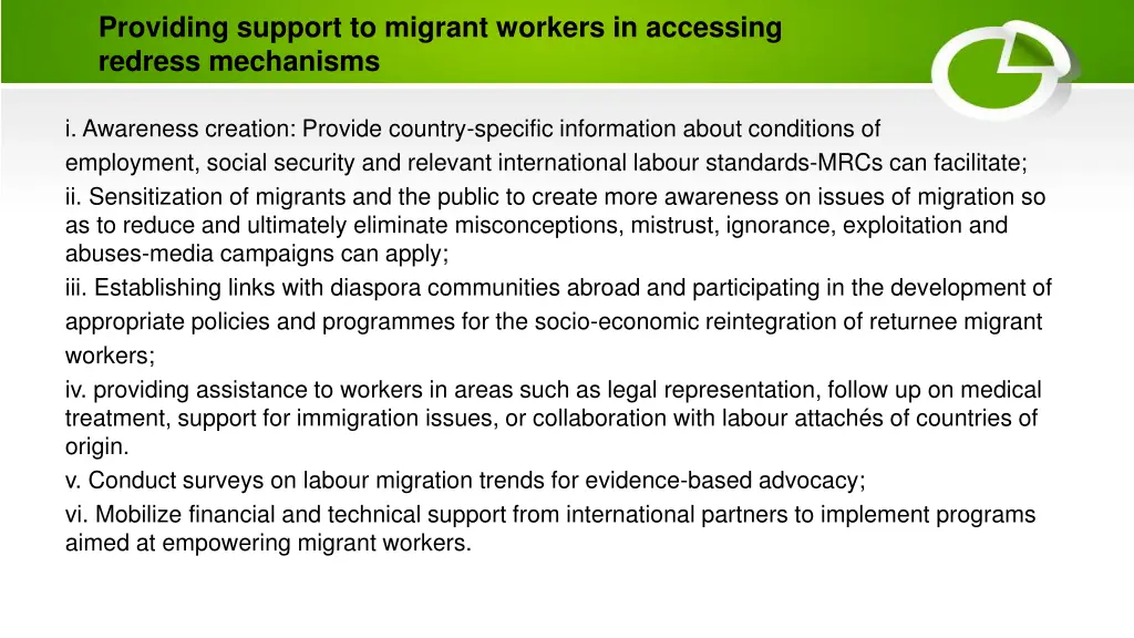 providing support to migrant workers in accessing