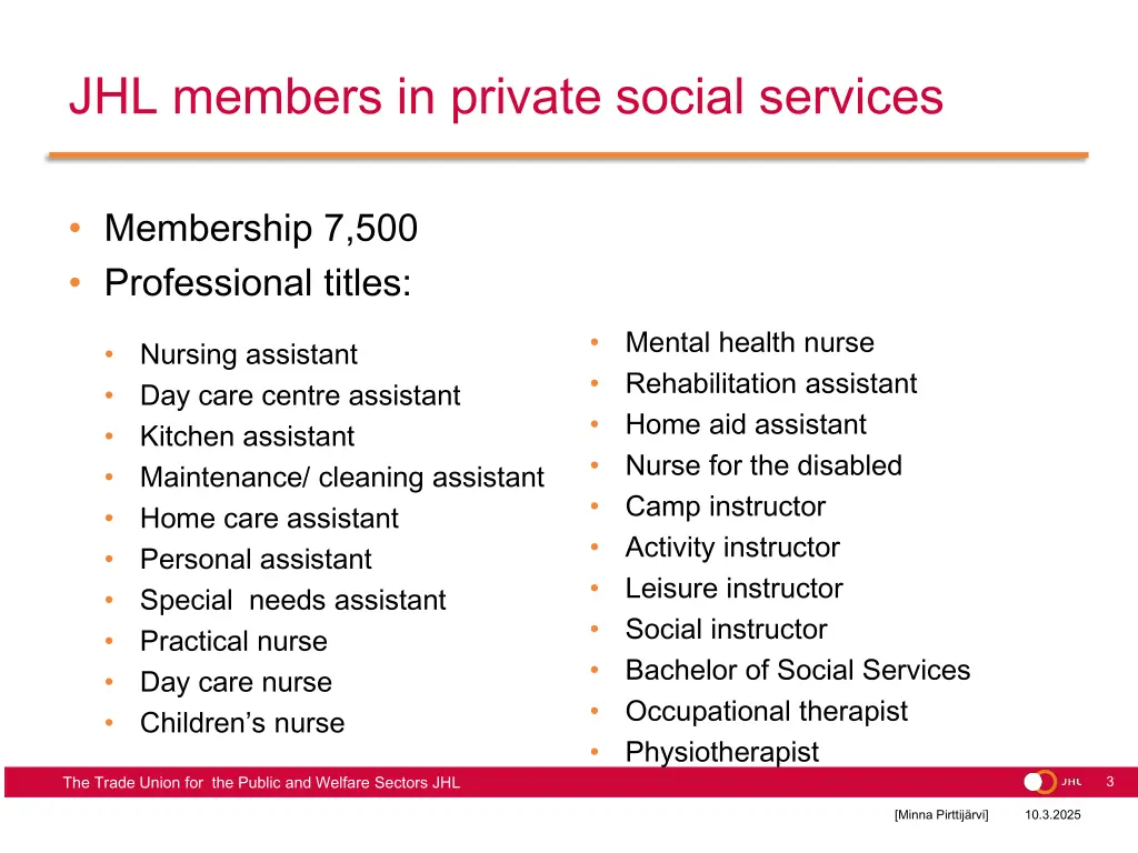jhl members in private social services