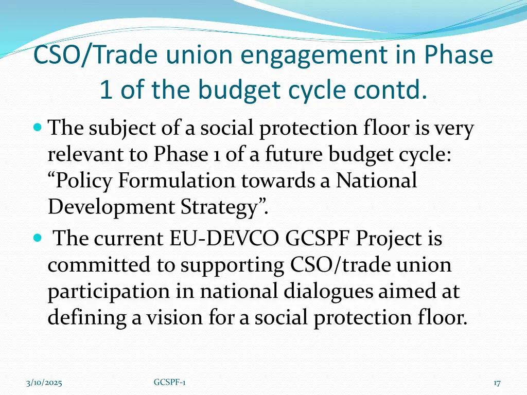 cso trade union engagement in phase