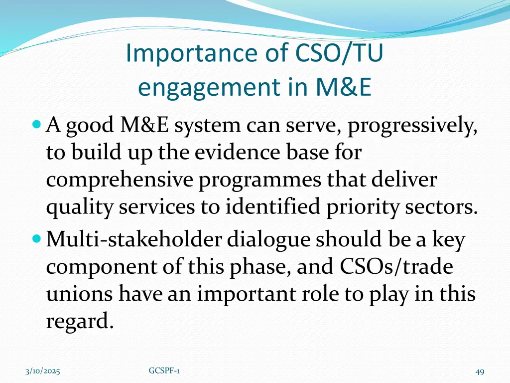 importance of cso tu engagement in m e