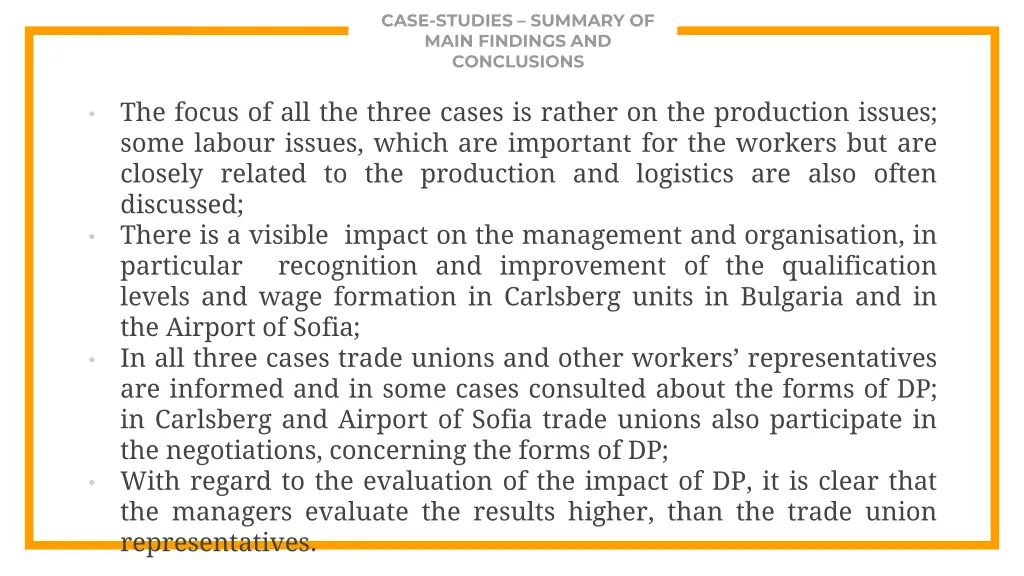 case studies summary of main findings 1