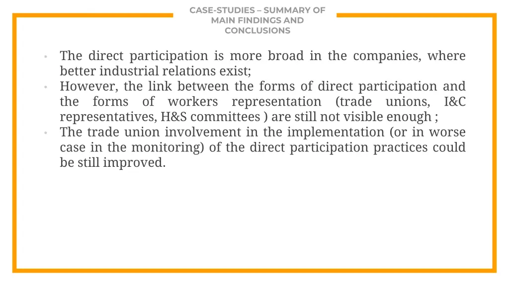 case studies summary of main findings 3