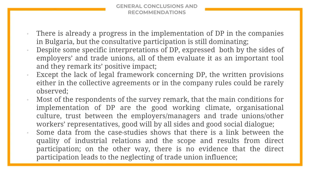 general conclusions and recommendations