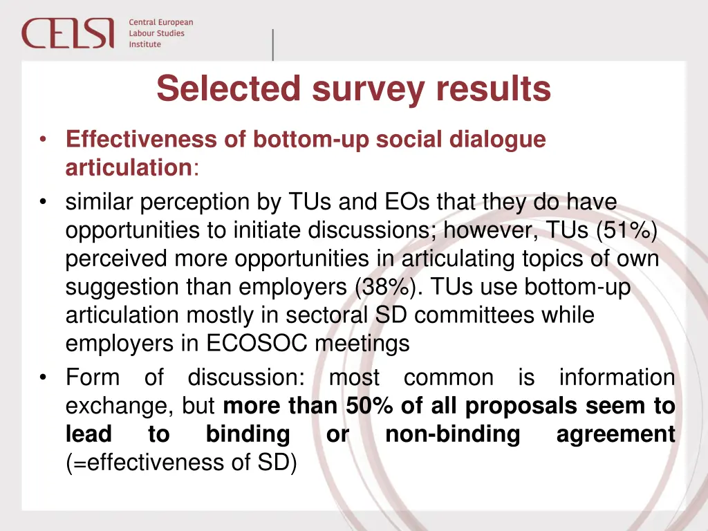 selected survey results 1