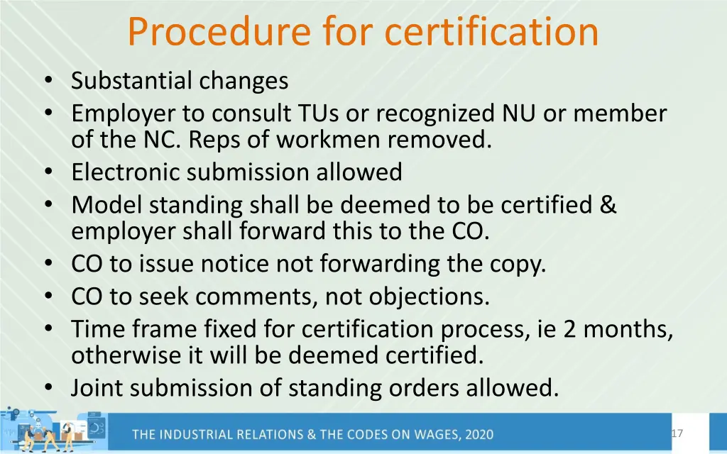 procedure for certification substantial changes