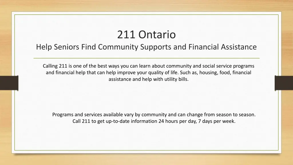 211 ontario