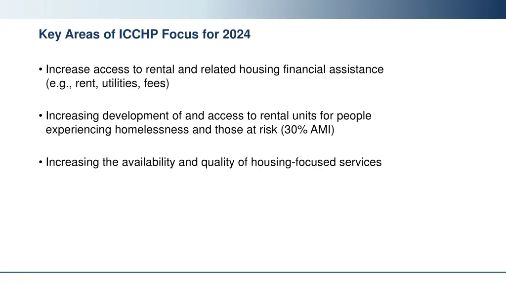 key areas of icchp focus for 2024