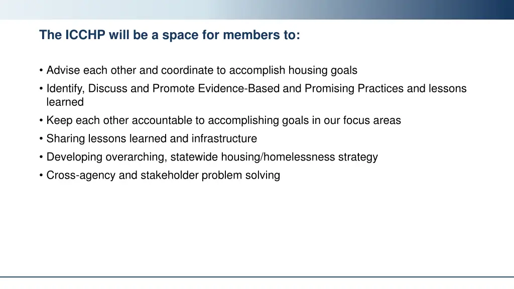 the icchp will be a space for members to