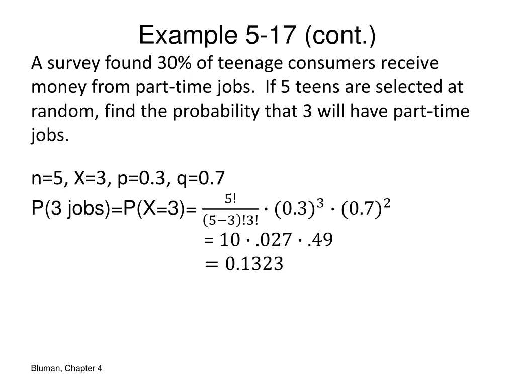example 5 17 cont a survey found 30 of teenage