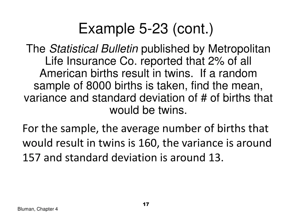 example 5 23 cont the statistical bulletin 1