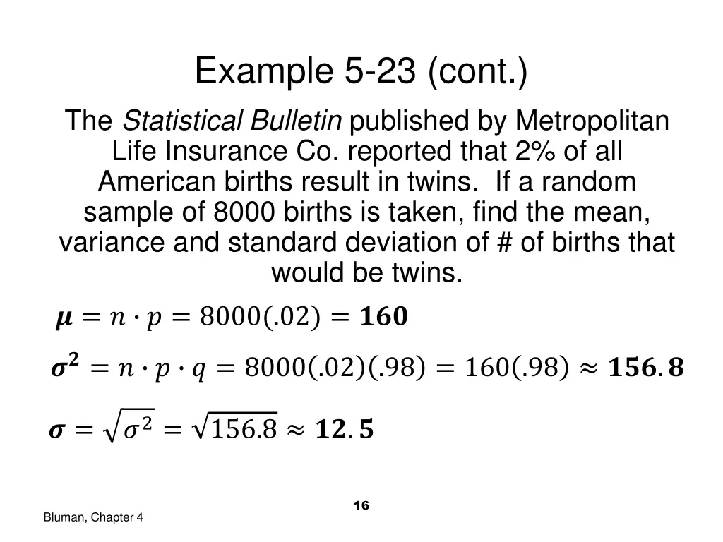 example 5 23 cont the statistical bulletin