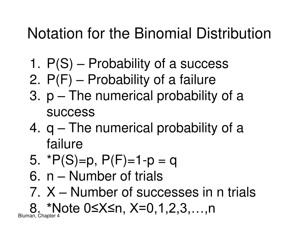 notation for the binomial distribution