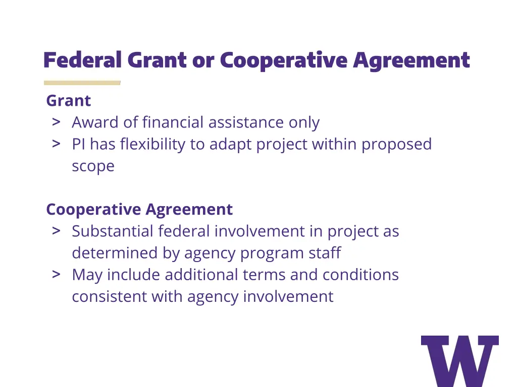 federal grant or cooperative agreement
