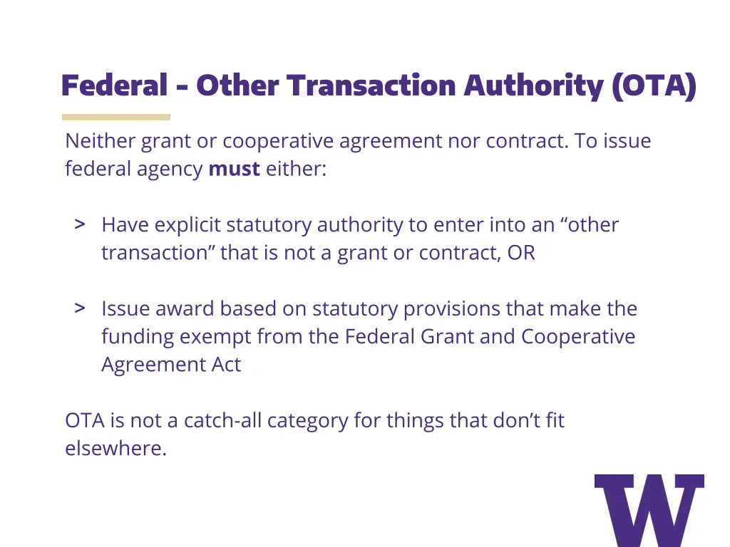 federal other transaction authority ota