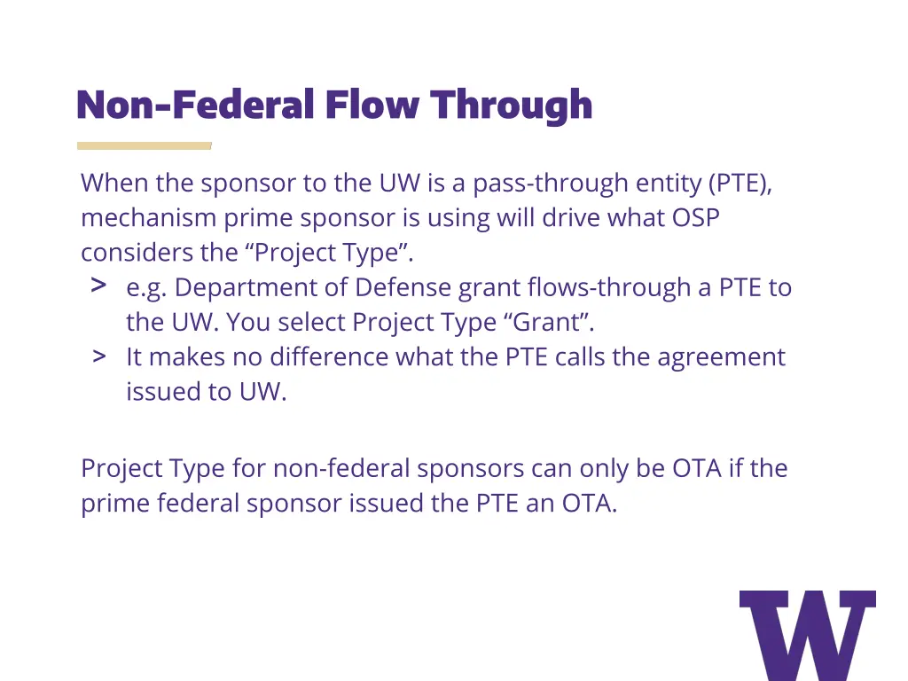 non federal flow through