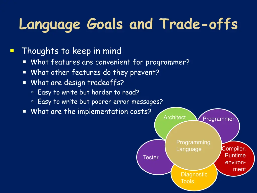 language goals and trade offs