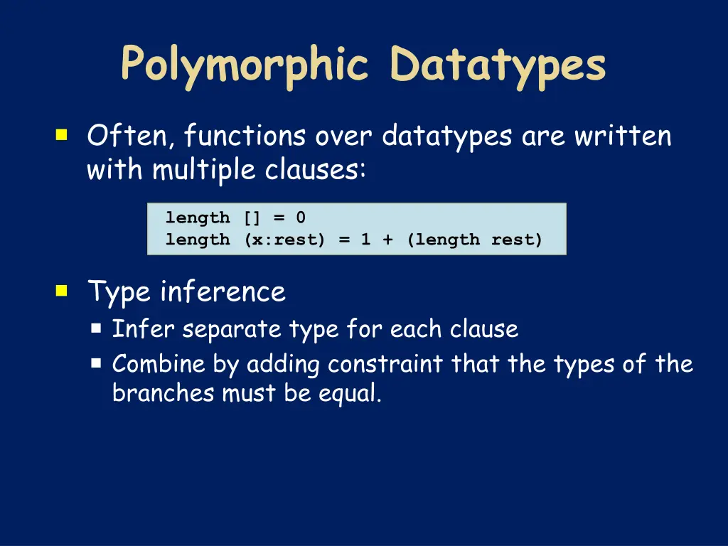 polymorphic datatypes