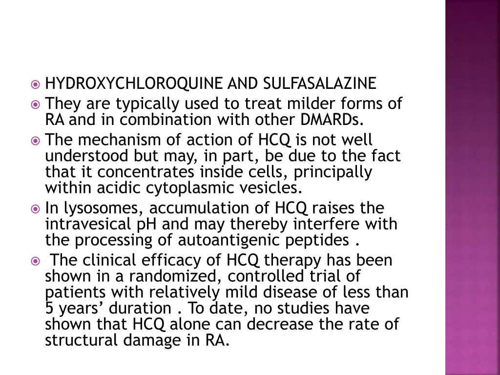 hydroxychloroquine and sulfasalazine they