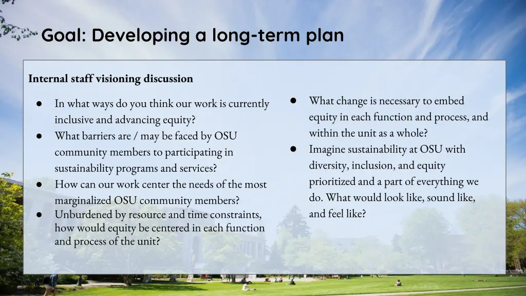 goal developing a long term plan 1