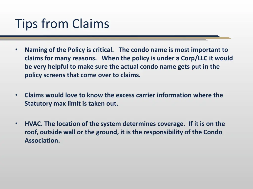 tips from claims