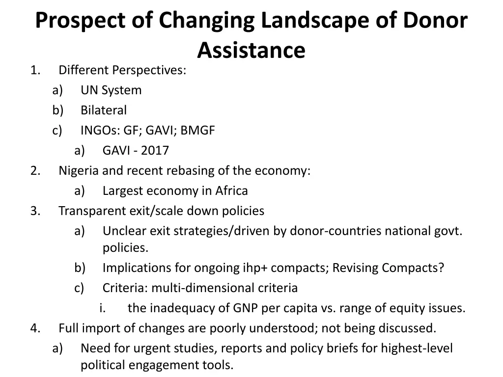 prospect of changing landscape of donor