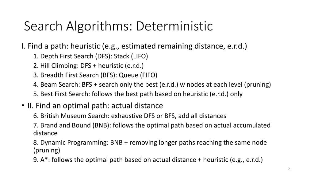 search algorithms deterministic