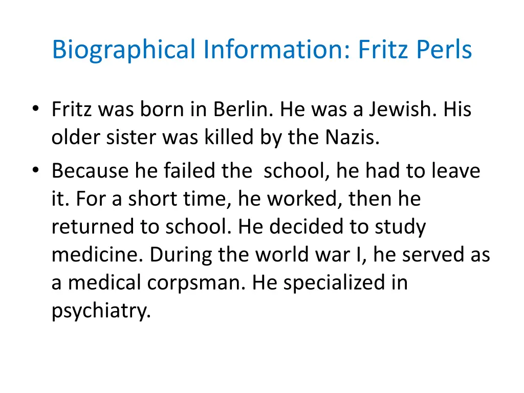 biographical information fritz perls