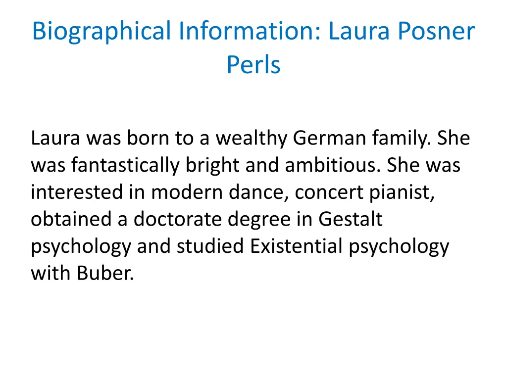 biographical information laura posner perls