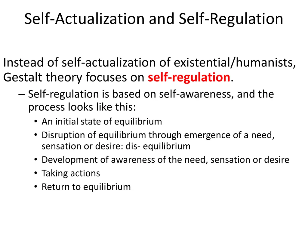 self actualization and self regulation