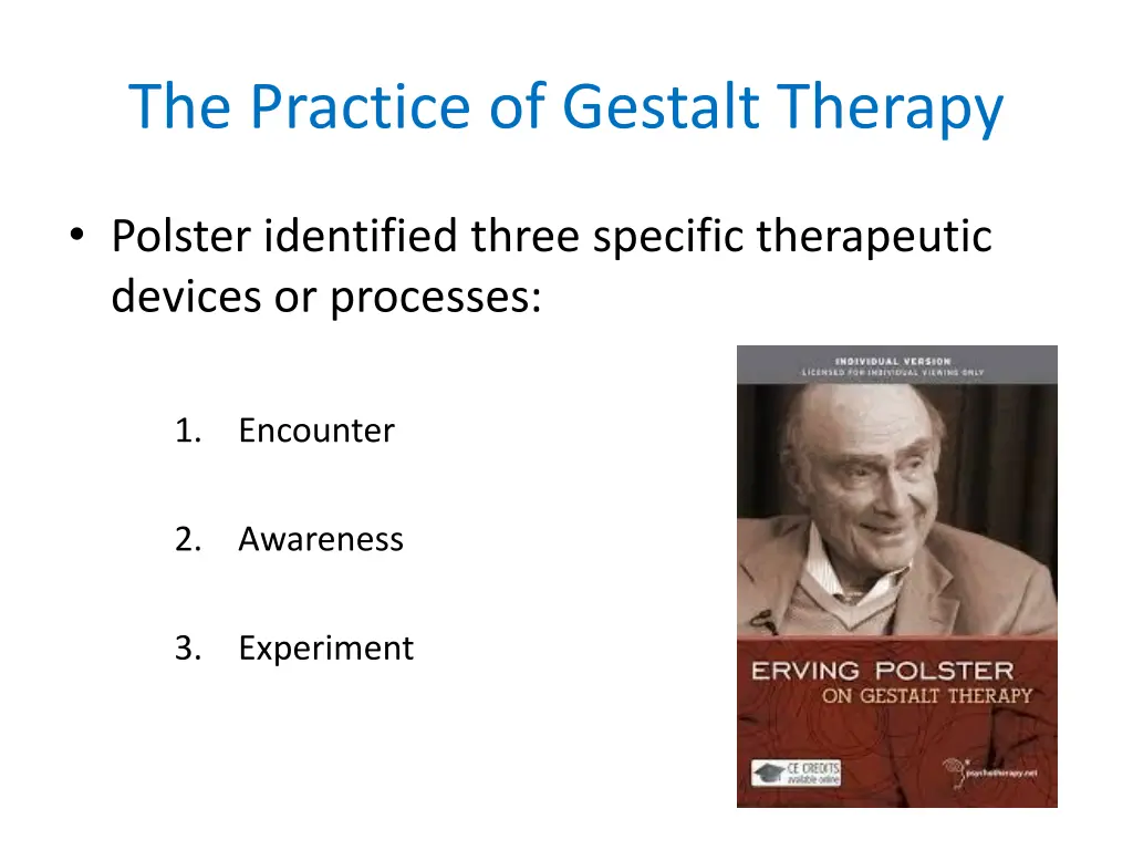the practice of gestalt therapy