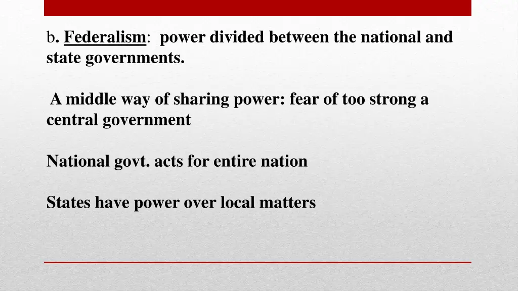 b federalism power divided between the national